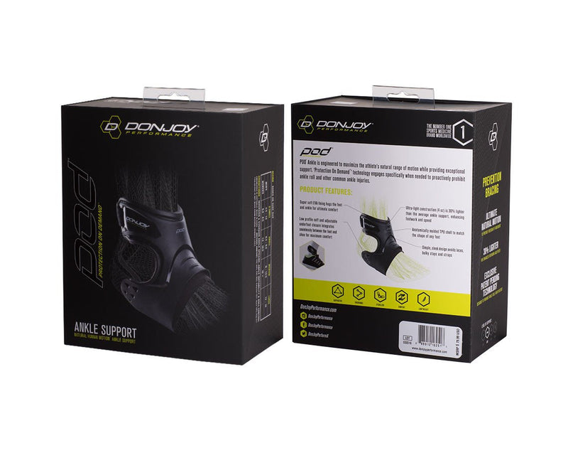 [Australia] - DonJoy Performance POD Ankle Brace, Best Support for Stability, Ankle Sprain, Roll, Strains for Football, Soccer, Basketball, Lacrosse, Volleyball Medium Right Foot Black 
