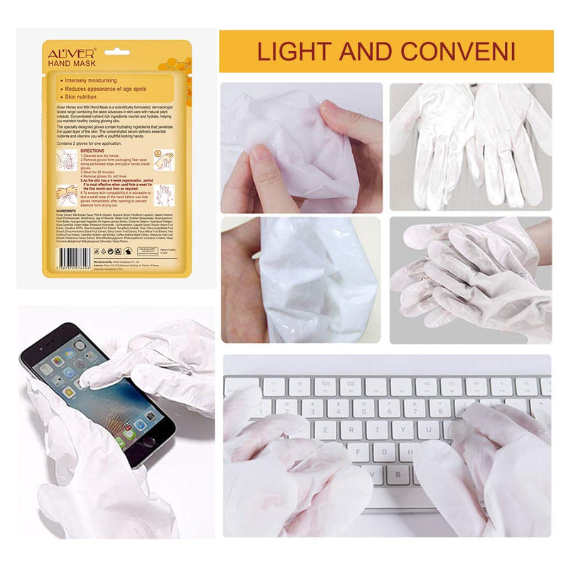 [Australia] - Hand Moisturizing Mask, (5 Pack) Honey and Milk Gloves, Moisturizing Natural Therapy Gloves, for Dry Aging Cracked Hands Repair Rough Skin for Men Women honey mask 