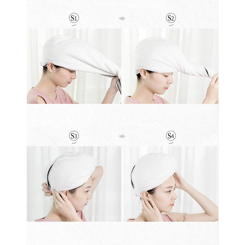 [Australia] - Hair Drying Towels Ultra Absorbent Microfiber (2 Pack) for Women, Fast Drying Hair Cap, Long Hair Wrap Turban 