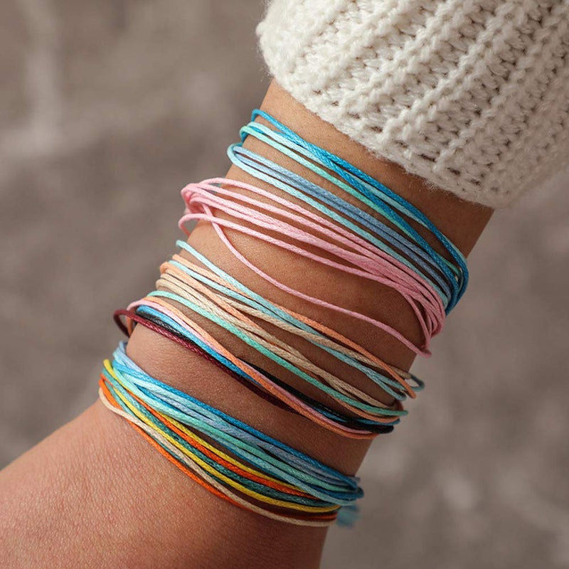 [Australia] - RIOSO 22 Pcs Wave Strand Bracelet Set Waterproof Wax String Braided Rope Summer Beach Surfer Friendship Anklet Bracelets B: 20 Pcs 