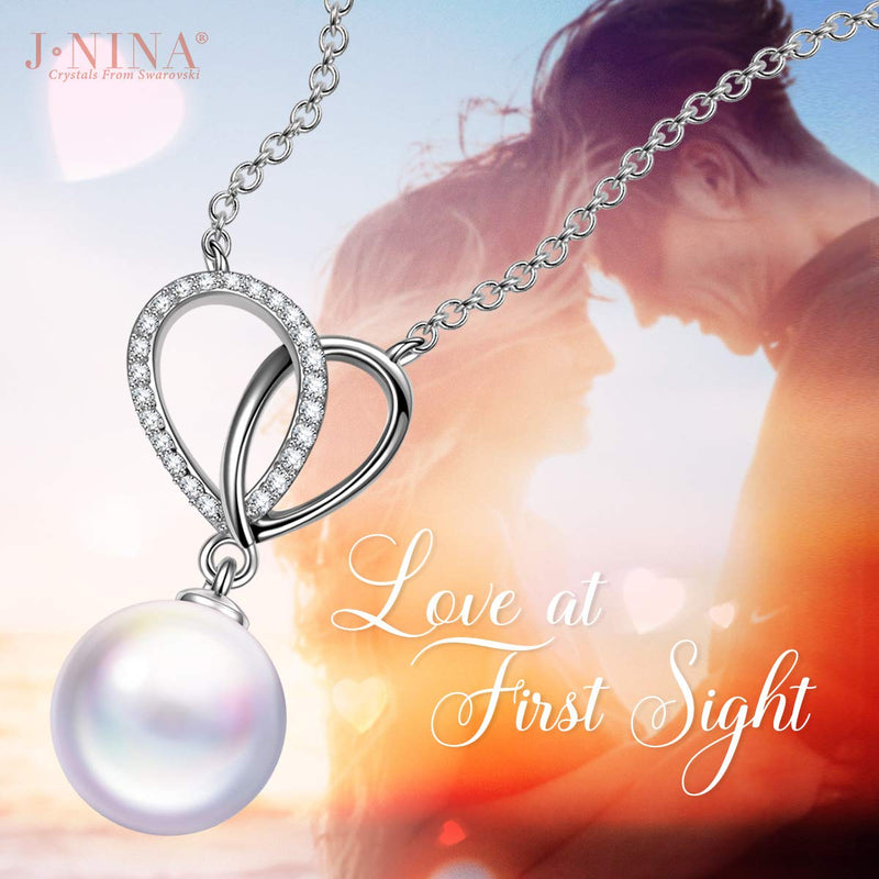 [Australia] - J.NINA ✦Only You✦ Christmas Necklace Gifts for Women Necklace Withe Pearls Necklace for Her with Crystal form SWAROVSKI Luxury Packaging Best Gifts for Her Crystal White Pearl - Heart Necklace 