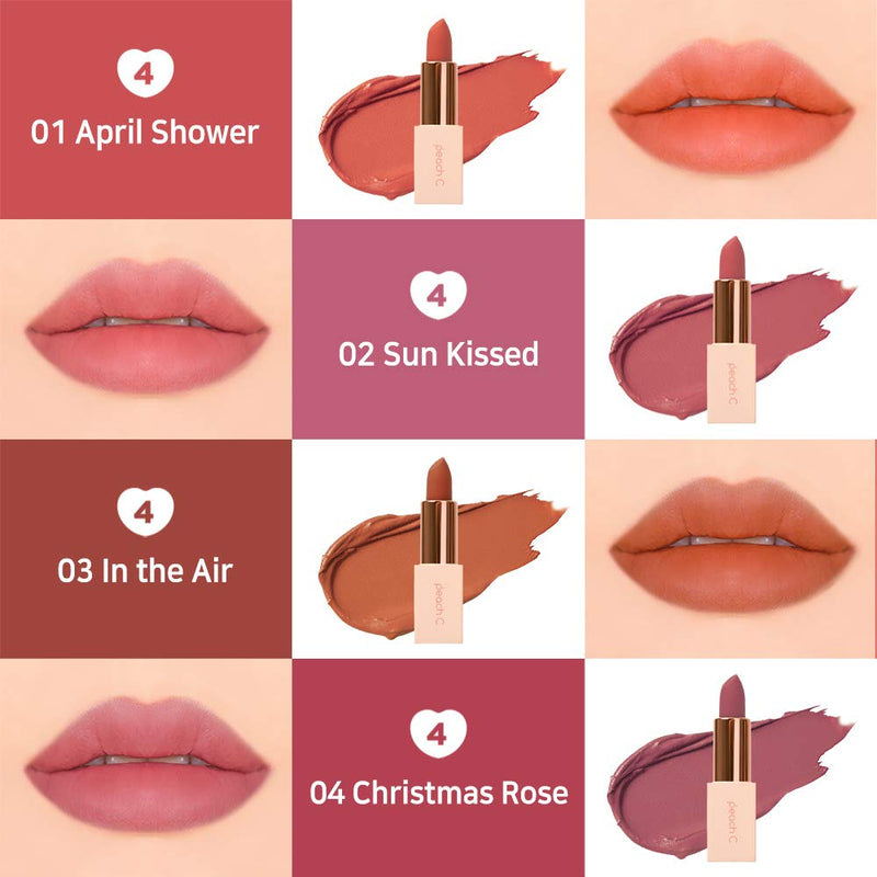 [Australia] - Peach C 4Season MLBB Korean Lipstick – Semi-Matte Lipstick – Silky Finish and Moisturizing Effect – Lightweight and Rich Velvet Texture – Highly-Pigmented Lip Sticks – Long-Lasting Effect (April Shower) April Shower 