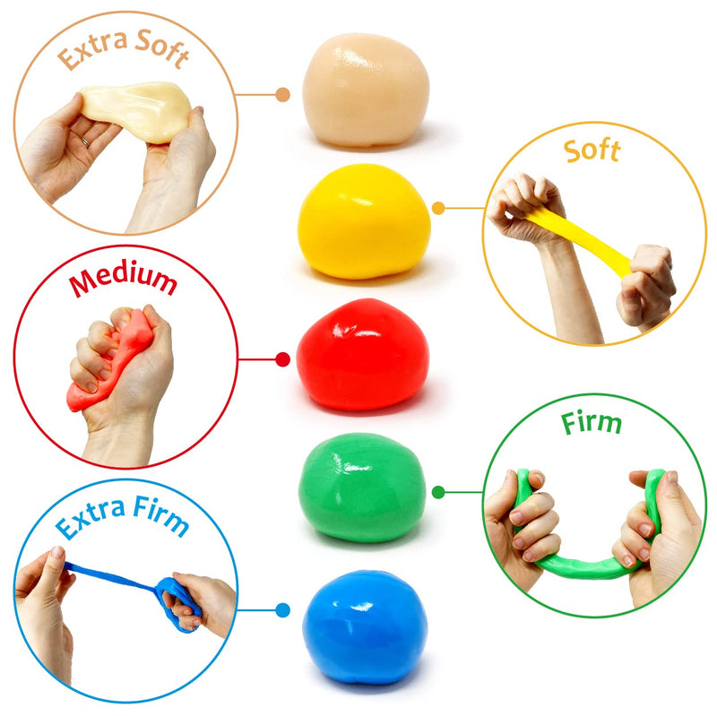 [Australia] - JFA Medical Therapy Exercise Putty 5 Strengths - Extra Soft, Soft, Medium, Firm, Extra Firm 57g Tubs 
