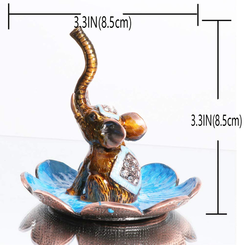 [Australia] - Waltz&F Bronze Raise Nose Elephant Metal Ring Jewelry Holder Trinket Box Table Centerpiece Decor 