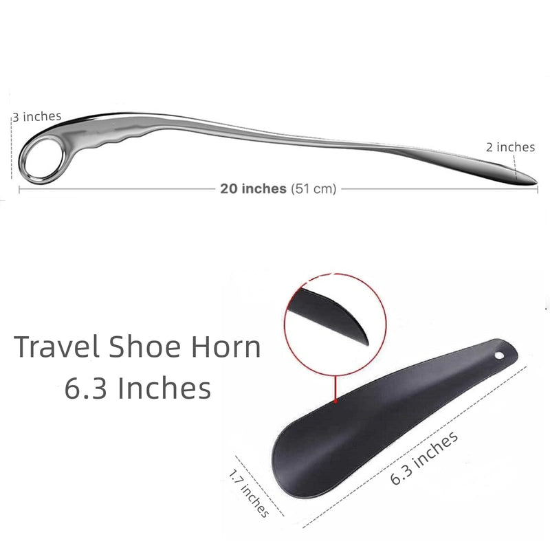 [Australia] - 26 Inch Shoe Horn Long Handle for Seniors Metal Shoehorn Large Handled Shoe Horns Men Women Solid Heavy Duty with 6.3'' Travel Shoe Spoon 