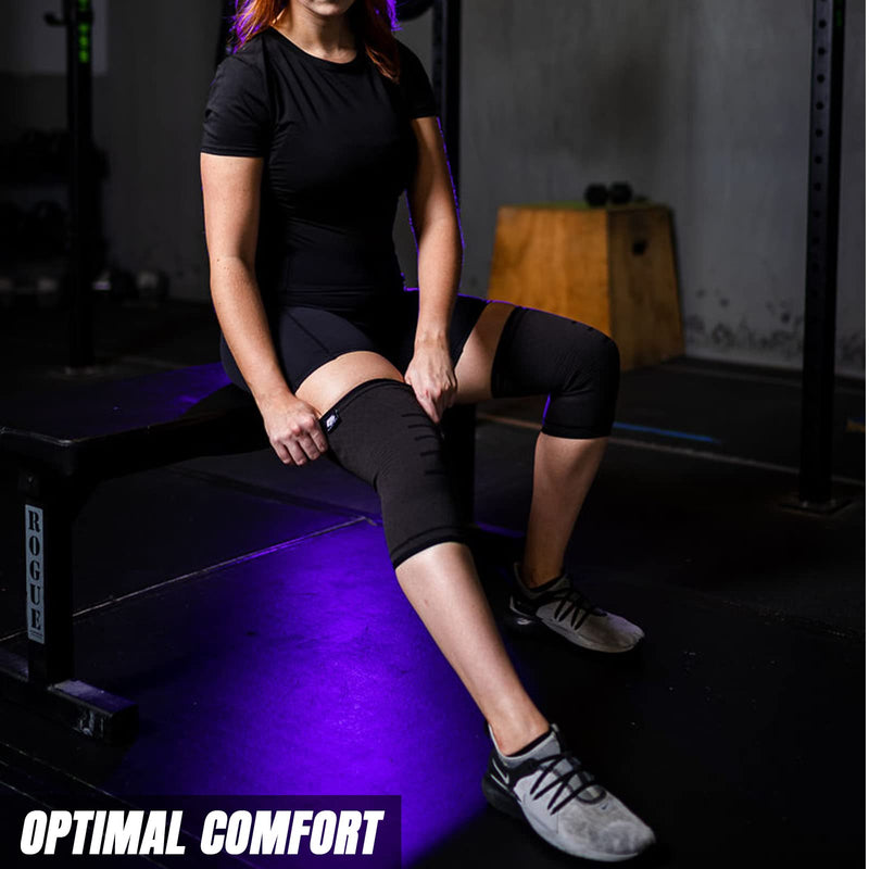 [Australia] - Fit Active Sports Flex Compression Knee Sleeves (2 Sleeves) Brace for Men & Women - Knee Support for Weight Lifting, Gym Workout, Cross Training, Running, Sports and More. BLACK Large 