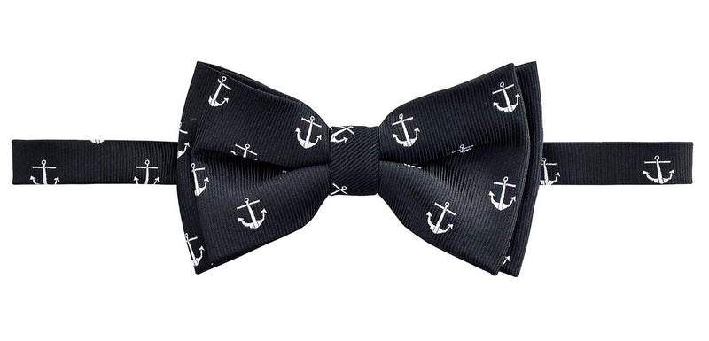 [Australia] - Retreez Boy's Suspender Bow Tie Set Classic Anchor Woven Pre-Tied Bow Tie 4 - 7 years Black Bow Tie With Black Suspender 