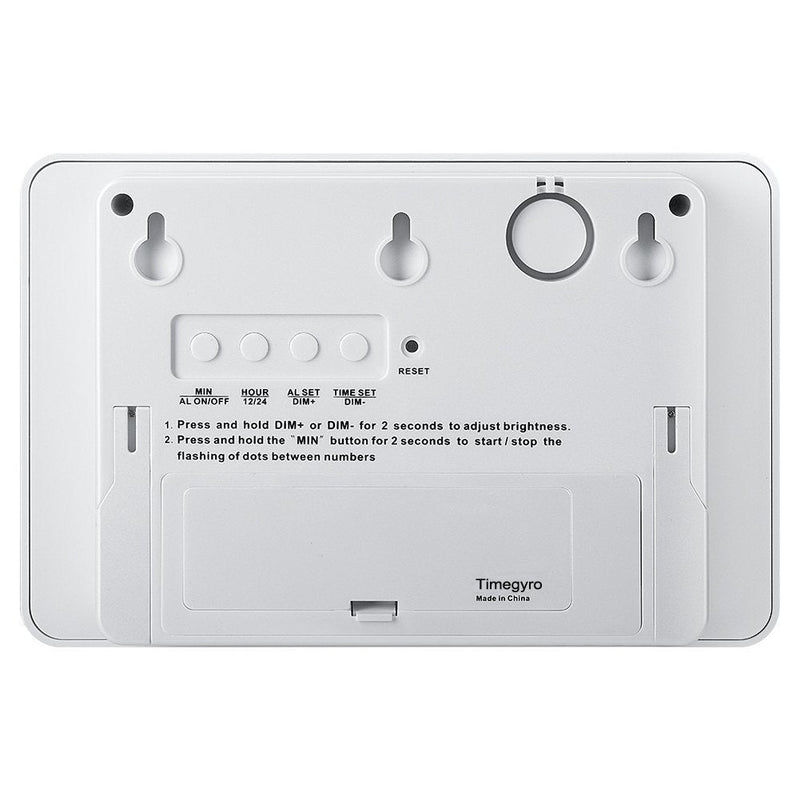 [Australia] - ChaoRong Silent Digital Alarm Clock Wall Clock for Bedrooms Operated by Battery Only, Coming with Back Clip. You Can Place It on Desk Or Wall（White） White 
