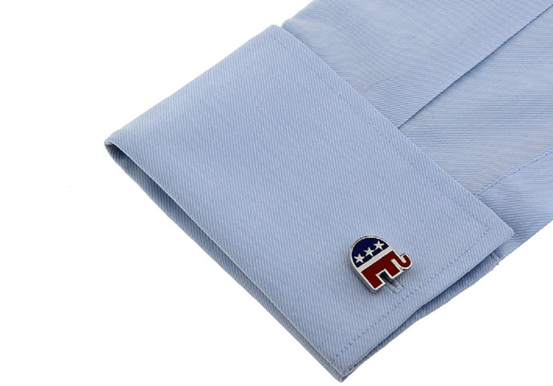 [Australia] - MRCUFF Republican Elephant Pair of Cufflinks in a Presentation Gift Box & Polishing Cloth 