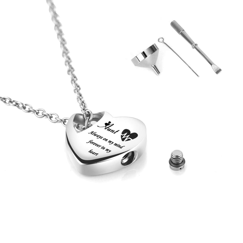 [Australia] - YSAHan Heart Urn Necklace for Ashes Cremation Stainless Steel Jewelry Engraved Always on My Mind Forever in My Heart Memorial Pendant Mom 