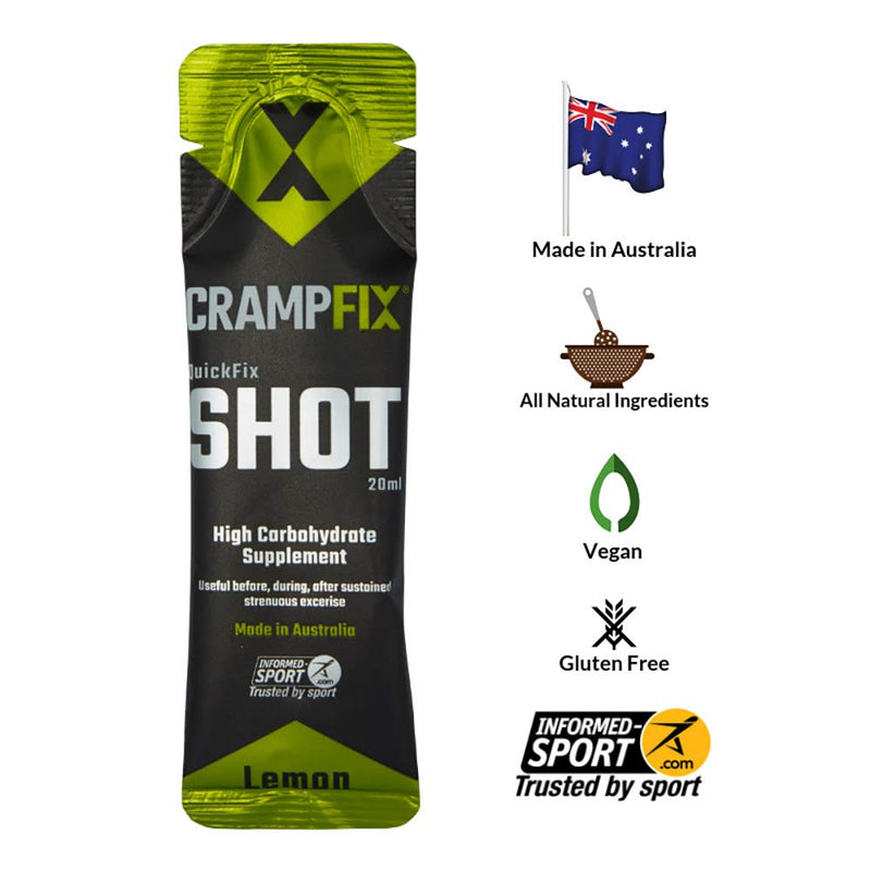[Australia] - Crampfix QuickFix Shot Sachets - Fast & Effective Relief from Muscle Cramp (3 x 20ml Packets) (Lemon) Lemon 