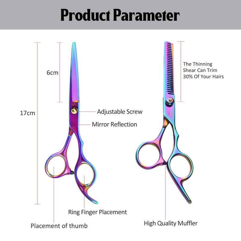 [Australia] - vfaejll Barber Hair Cutting Scissors Set Professional 11 PCS Colorful Hairdressing Salon Scissors Kit Stainless Steel Haircut Thinning Shears for Women/Men/Kids/Pets 