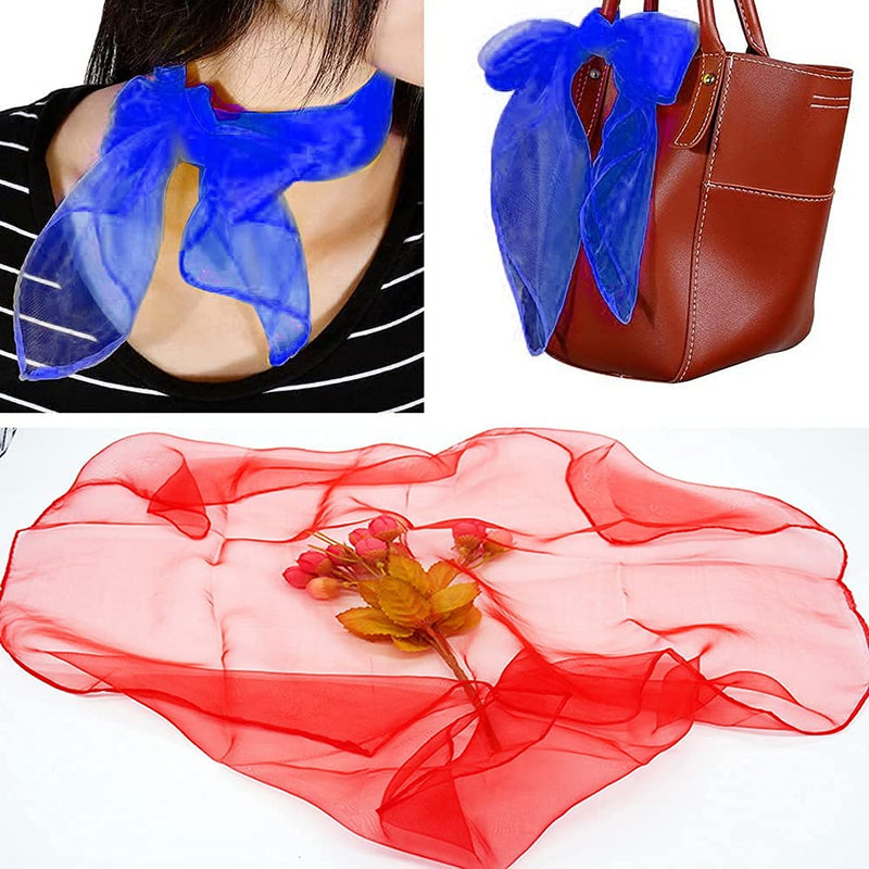 [Australia] - Lanjue 6 Pcs Sensory Scarves, Rainbow Colour Baby Sensory Toys Children Dance Juggling Scarves Silk-like Fabric Square Scarf for Baby Gymnastics Rhythm Movement Magic 