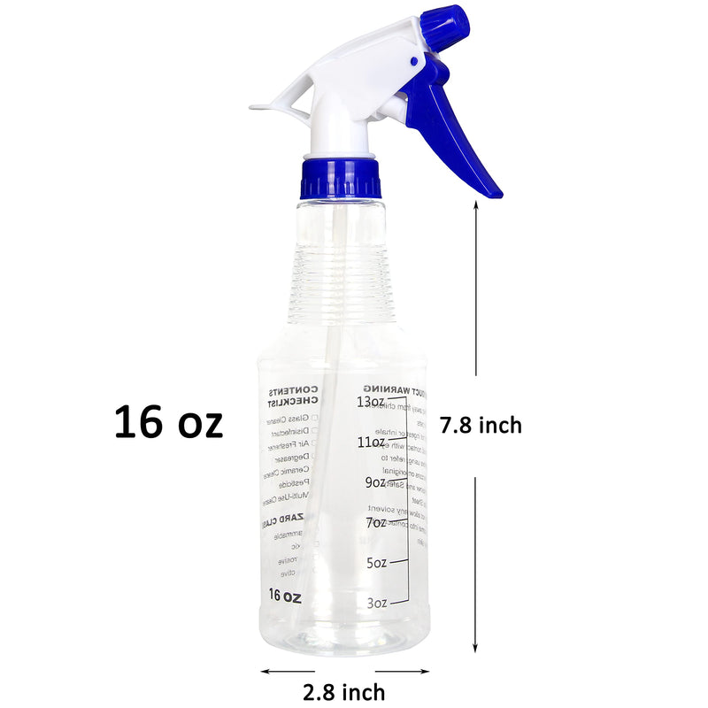 [Australia] - Youngever 4 Pack Empty Spray Bottles, 16 Ounce Spray Bottles for Cleaning Solutions, Pressurized Sprayer, Adjustable Nozzle, Printed Measurements and Checkbox 