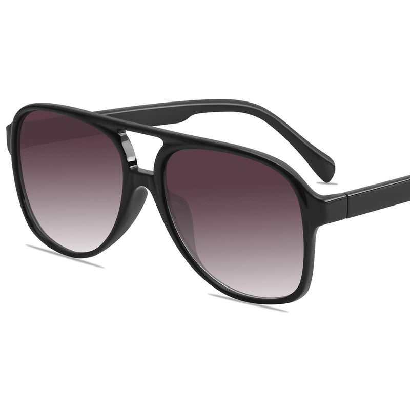 [Australia] - YDAOWKN Classic Vintage Aviator Sunglasses for Women Men Large Frame Retro 70s Sunglasses Black 