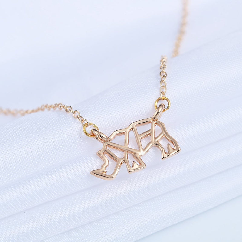 [Australia] - WLL Origami Rhinoceros Animal Rhino Necklaces Pendants Birthday Jewelry Gift for Girls Women gold 