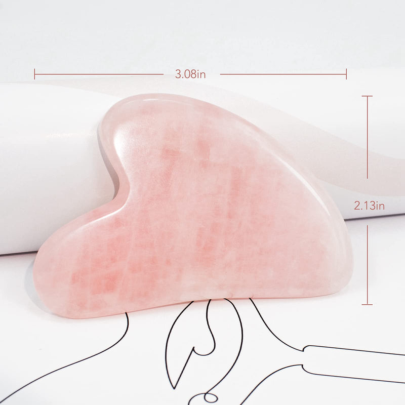 [Australia] - BAIMEI Gua Sha Facial Tool for Self Care, Massage Tool for Face and Body Treatment, Made of Rose Quartz, Relieve Tensions and Reduce Puffiness Pink 