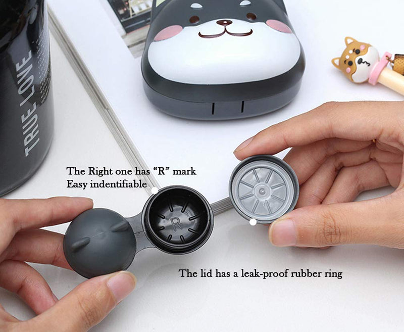 [Australia] - 2 Pack Cute Contact Lens Cases, Shiba Inu Contact Lens Soak Storage Box, Portable Cartoon Contact Lens Holder with Mirror Tweezers for Travel Kit (Yellow) Yellow 