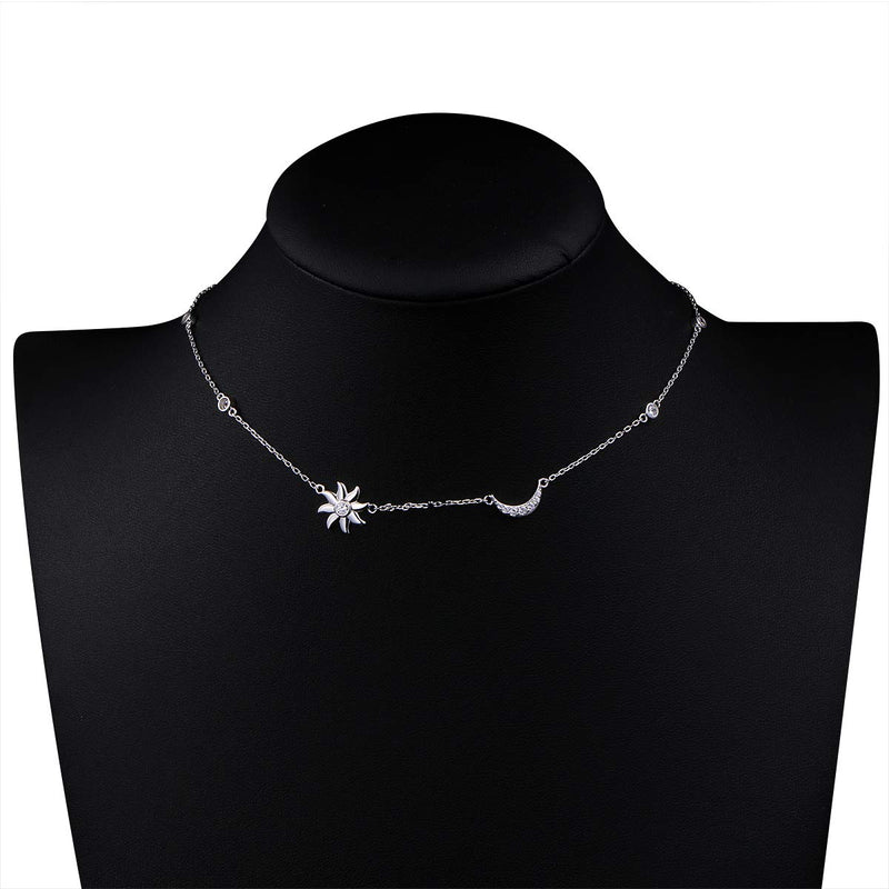 [Australia] - YinShan Dainty S925 Sterling Silver Jewelry Adjustable Choker Necklace Chain and Bracelet sun moon and star choker 