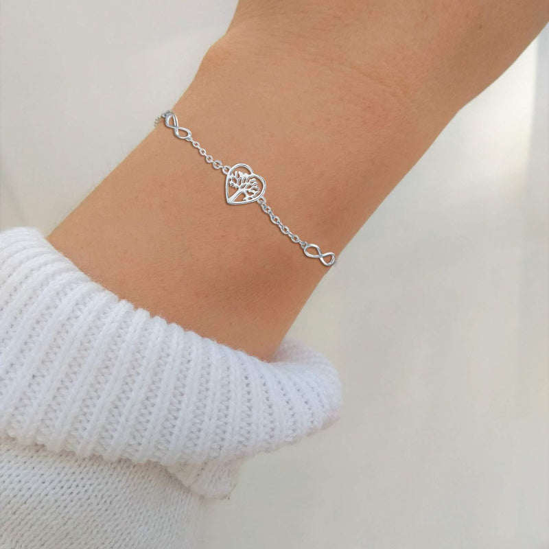 [Australia] - Silver Infinity Friendship Bracelets,Ring Tree of Life Earrings Bracelet Women Bracelet 925 Sterling Silver Adjustable Chain for Best Friends,Sister,Daughter,Mum A-Tree of Life 