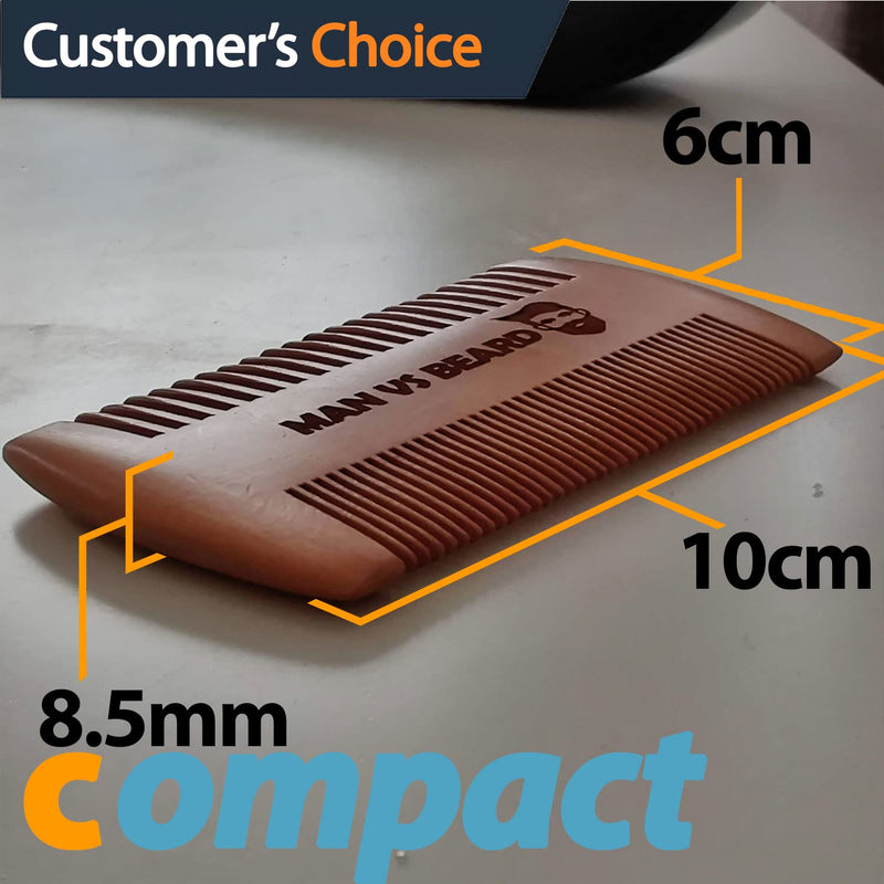 [Australia] - Man vs Beard™ Original Antistatic Wooden Beard Comb, Coarse & Fine Teeth, Moustache & Beard Grooming 