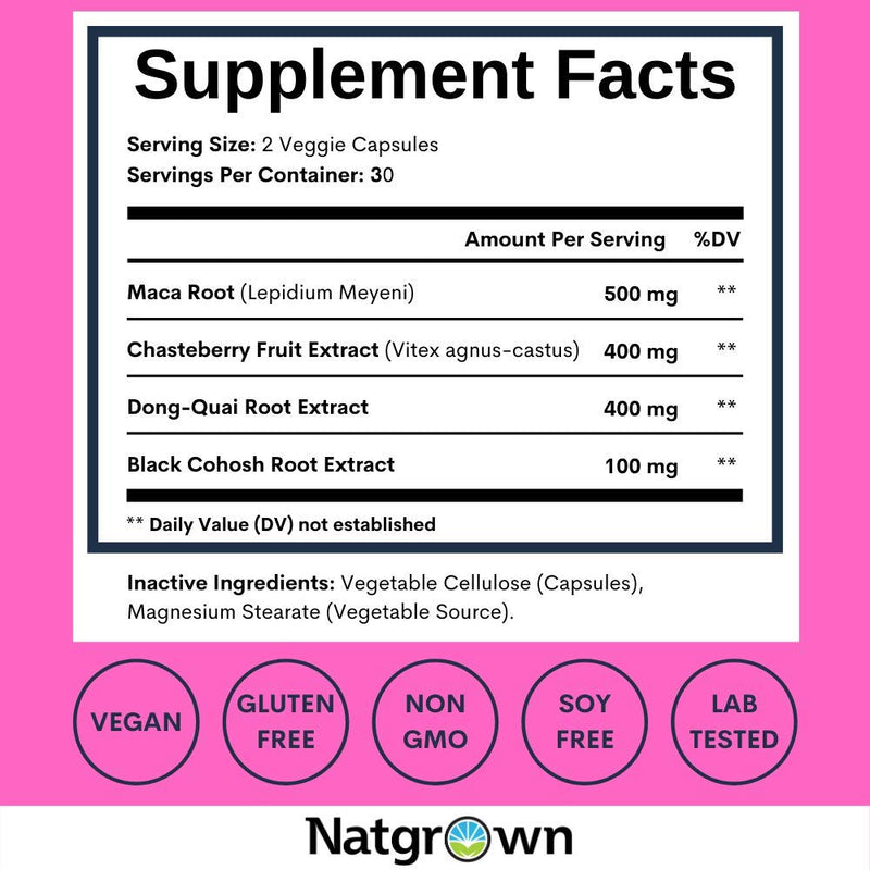 [Australia] - Hormone Balance for Women PMS & Menopause Relief Supplement for Fertility, Hormonal & Menstrual Support - Helps Relief Hot Flashes - Maca Root, Vitex, Dong Quai & Black Cohosh Complex - Vegan Capsules 60 Count (Pack of 1) 