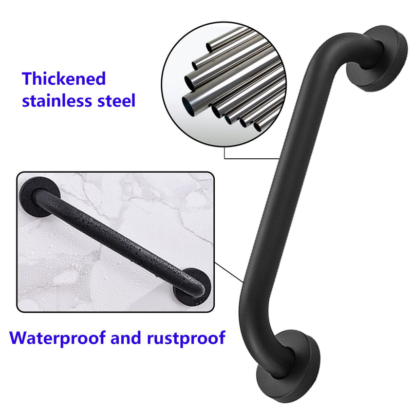 [Australia] - 12 Inch Bath Safety Hand Grab Rail, Oil Rubbed Black Anti Slip Hand Rail Support, Stainless Steel Bathroom Balance Bar, Handicap Elderly Injury Senior Assist Bath Handle,Wall Concealed Mount Handle 12 Inch (Pack of 1) Black (304) 
