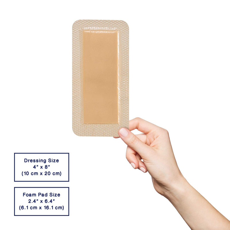 [Australia] - MedVanceTM Silicone - Bordered Silicone Adhesive Foam Dressing Size 10 cm x 20 cm (6 cm x 16 cm pad) Box of 5 dressings 