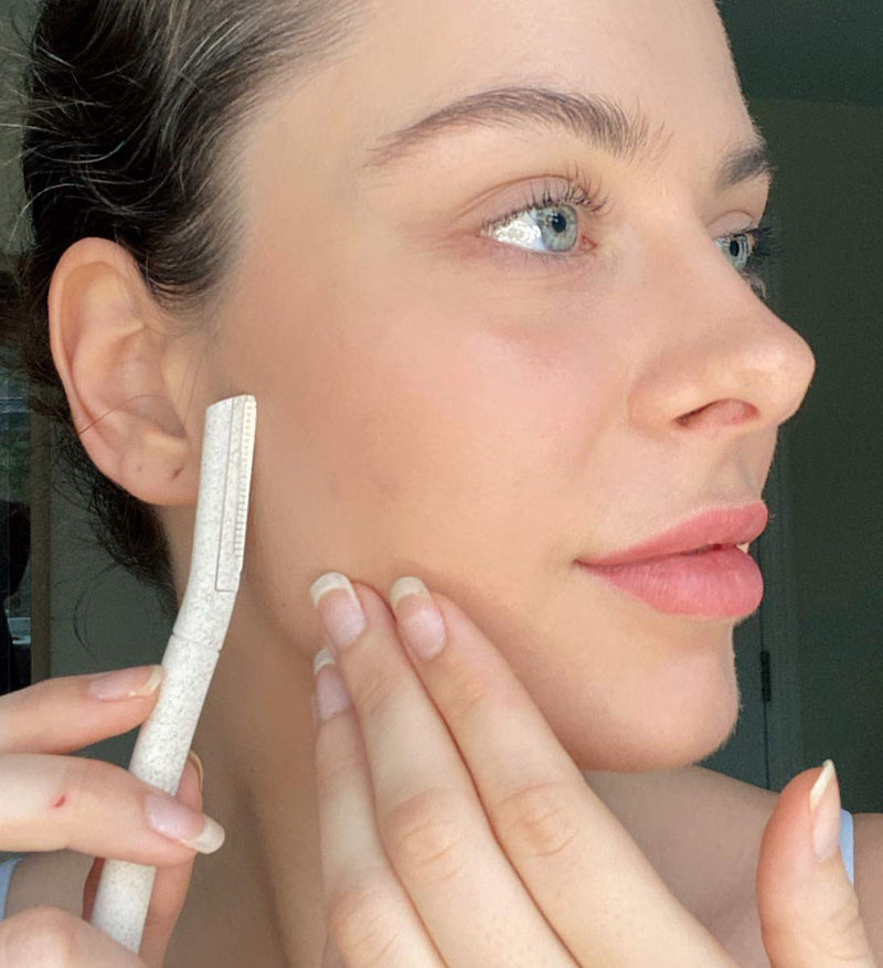 [Australia] - The Little Eco Company Dermaplaning Blades for Face| FREEPOST Recycling Service| 6 pack 2 sizes| Biodegradable Wheat Straw Eyebrow Razor| Face Razor for Women| Peach Fuzz Remover| Facial Hair Remover 