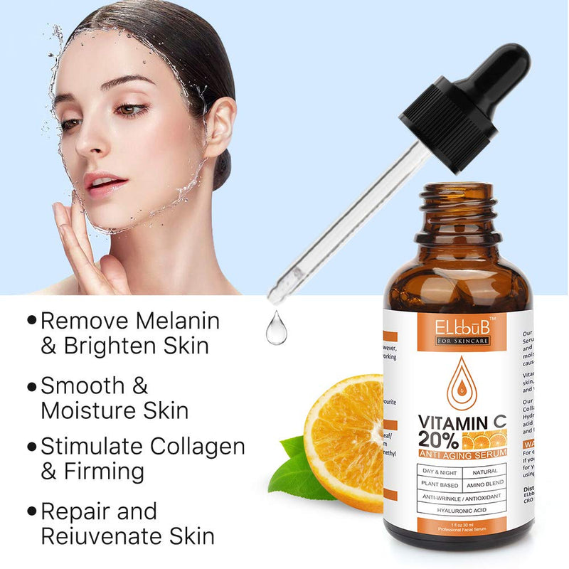 [Australia] - Premium 20% Vitamin C Serum For Face with Hyaluronic Acid, Retinol & Amino Acids - Boost Skin Collagen, Brighten Hydrate & Plump Skin, Anti Aging & Wrinkle Facial Serum 