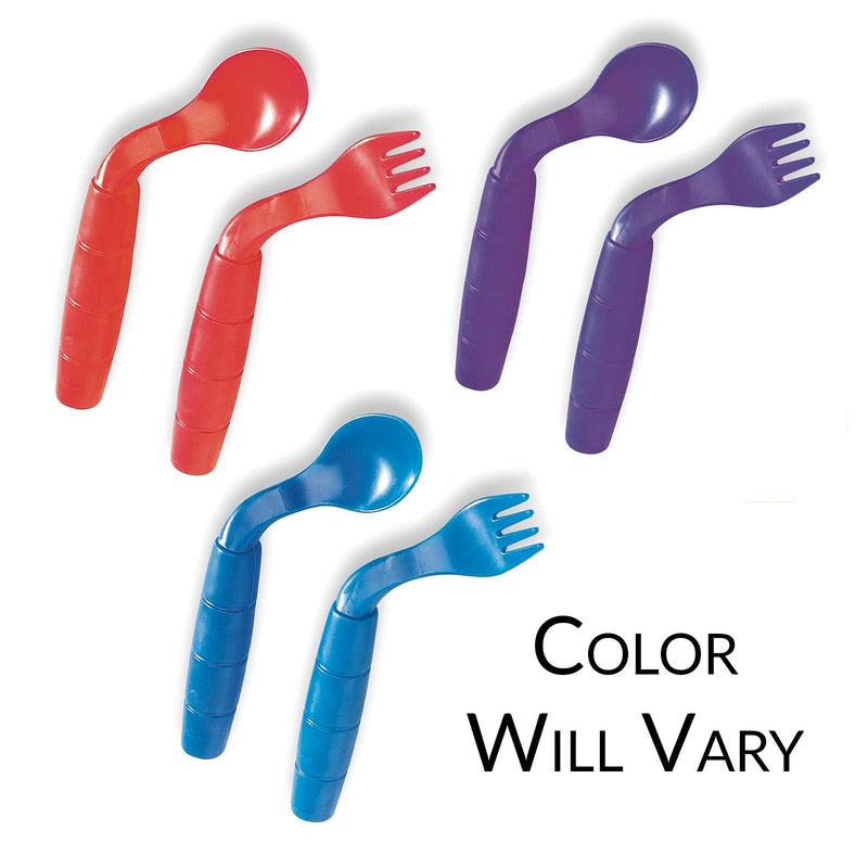 [Australia] - EasiEaters Children's Curved Fork and Spoon Set, Left Handed Children's Cutlery, Colour of Set May Vary 