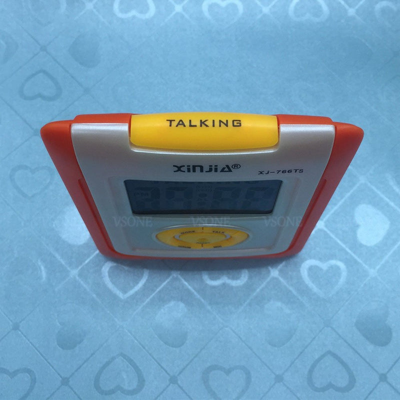 [Australia] - Spanish Talking LCD Digital Alarm Clock for Blind or Low Vision with Big Time Display and Lound Talking Voice (Orange) Orange 