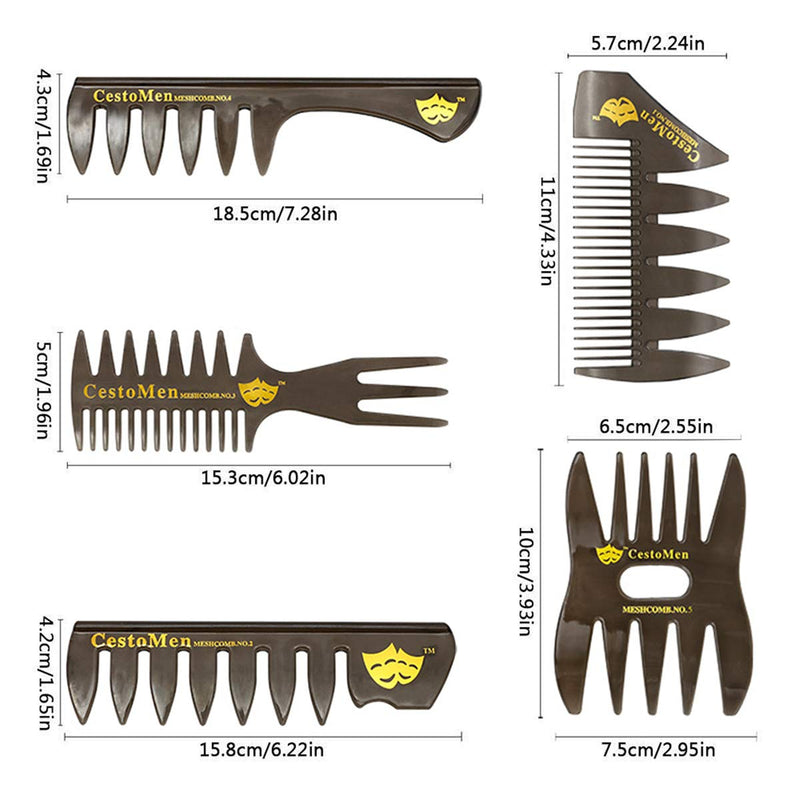 [Australia] - 5 PCS Hair Comb Styling Set Barber Hairstylist Accessories,Professional Shaping & Wet Pick Barber Brush Tools, Anti-Static Hair Brush for Men Boys 