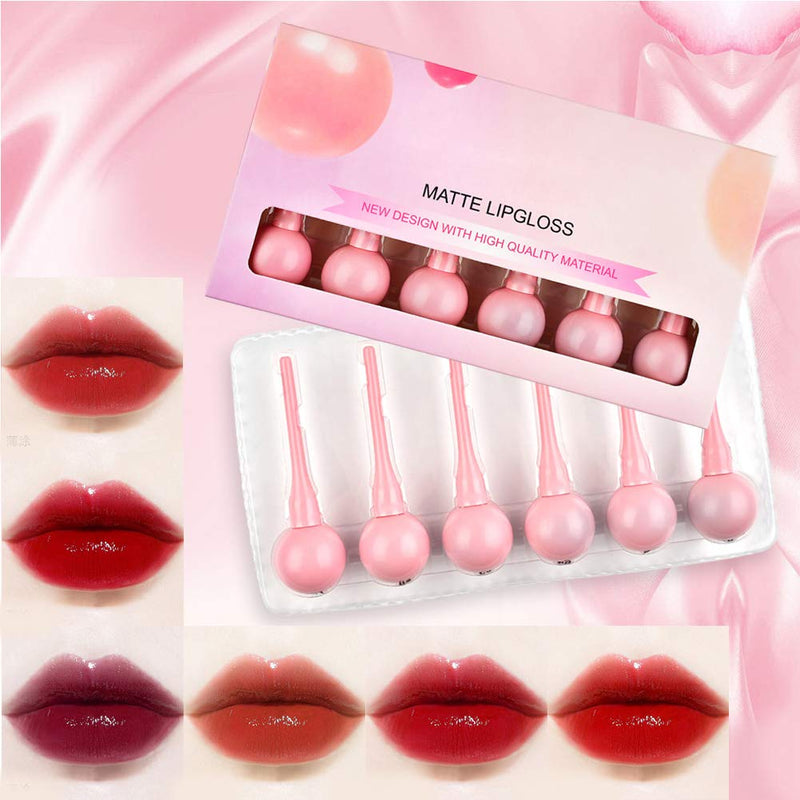 [Australia] - 6 Colors Makeup Lipstick Matte Lip Gloss Set Long-Lasting Moisturizing Lip Makeup Cosmetics Tool 