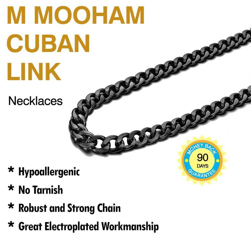 [Australia] - 5MM 7MM 8MM 9MM 10MM 12MM Black Silver Gold Plated Stainless Steel Cuban Link Chain Necklace for Men Women 16-36 Inch 16.0 Inches Black-10mm wide-1pack 