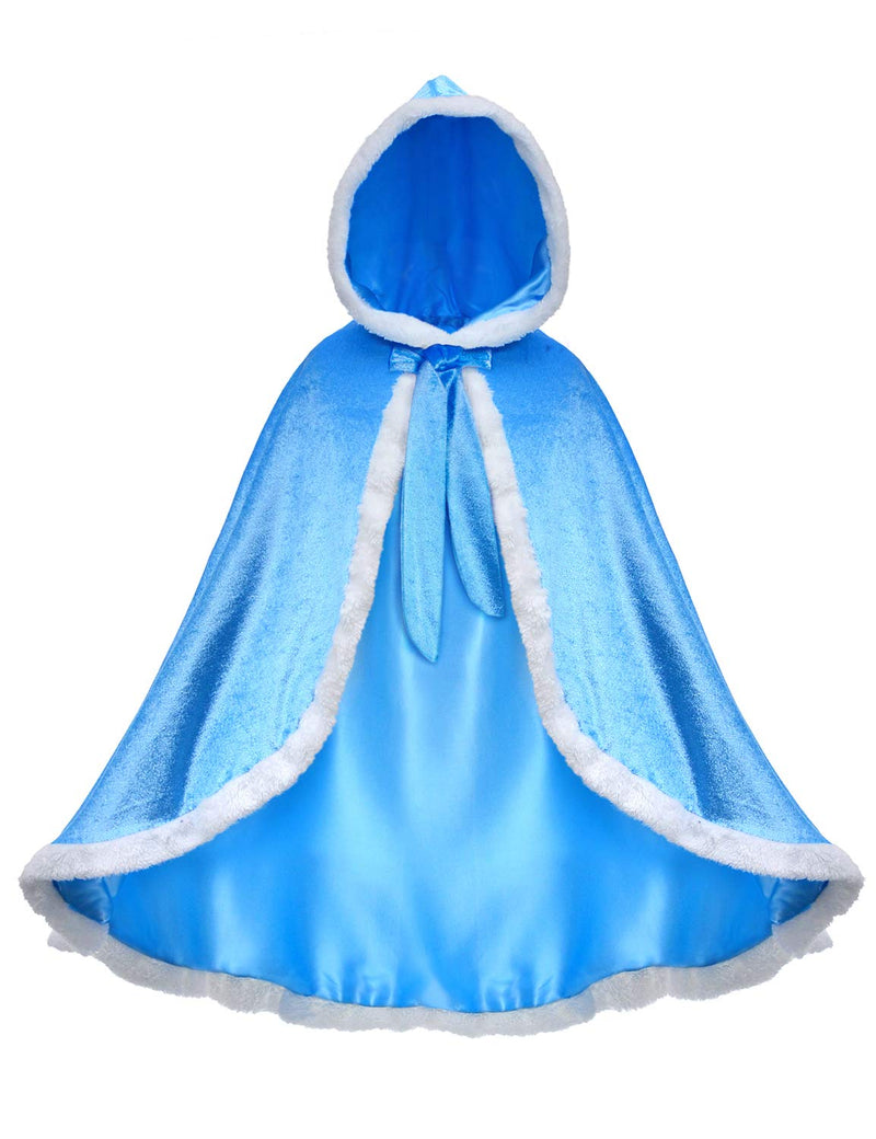 [Australia] - Party Chili Fur Princess Hooded Cape Cloaks Costume for Girls Dress Up 2-3T Blue 