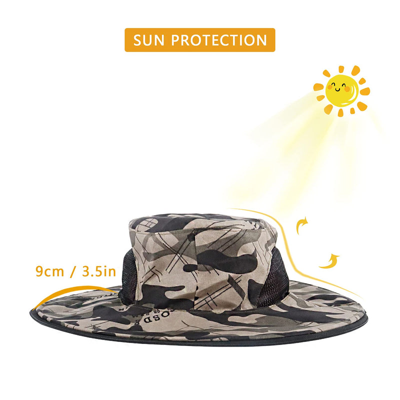 [Australia] - Mosquito Hat with Removable Netting Midge Mosquito Head Net Hat Face Neck Protection Head Cover for Beekeeper Hiking Fishing Camping Grey 