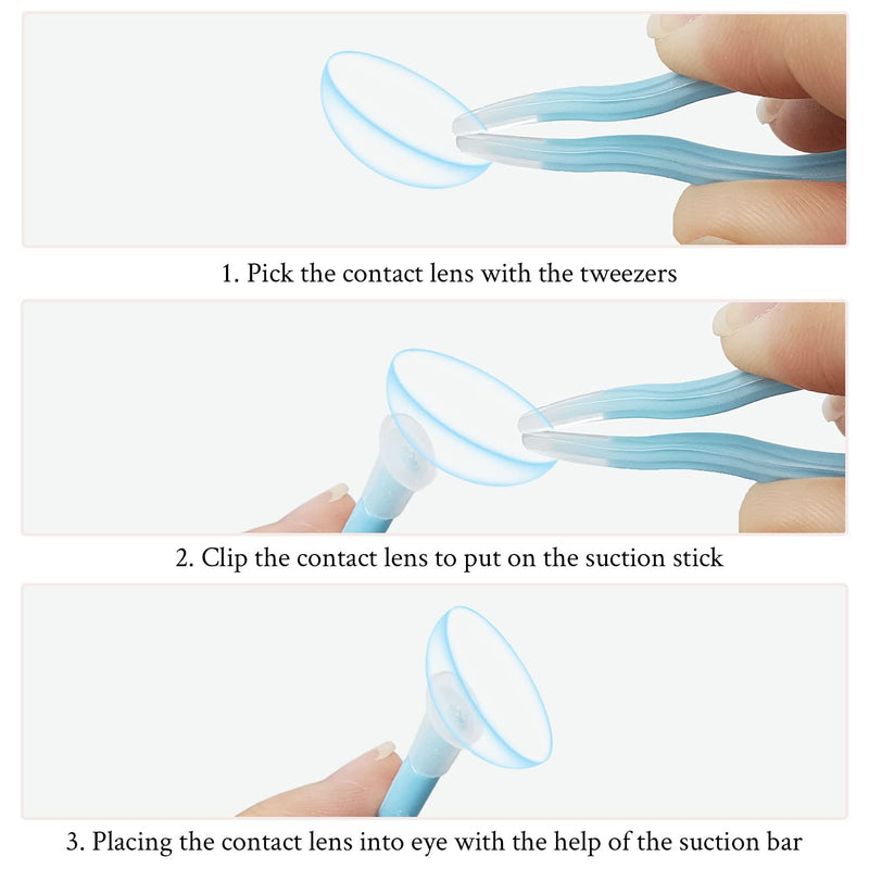 [Australia] - LuenHego Contact Lens Applicator 3 Packs Contact Lens Remover Tools and Contact Lens Tweezers Contact Lens Suction Stick Handler with Storage Cases, Pink, Blue, White 
