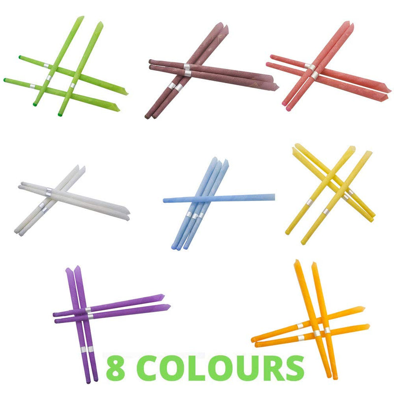 [Australia] - All Natural Ear Candles Beeswax Candling Cones - 32 Pcs (8 Colours), Organic Non-Toxic Cylinders Fragrance Hollow Cone Candles with 8 Protective Disks (32 pcs) 