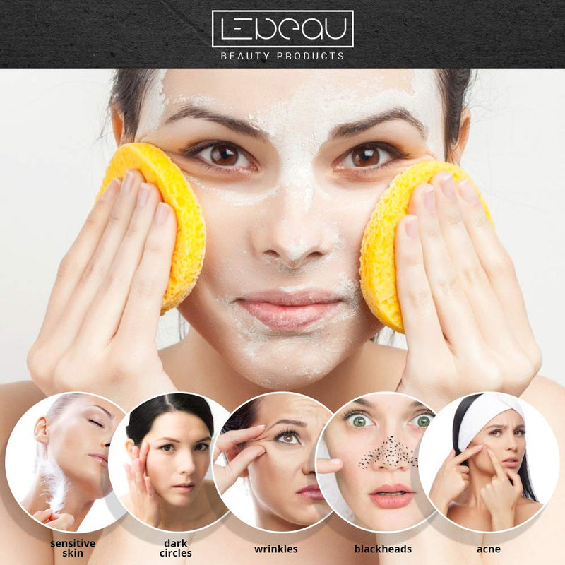 [Australia] - LeBeau Compressed Facial Sponges, Face Sponges for Cleansing, 100% Natural Cellulose Facial Sponge, Professional Spa Quality Face Sponge (50 counts, Yellow) 50 Count 