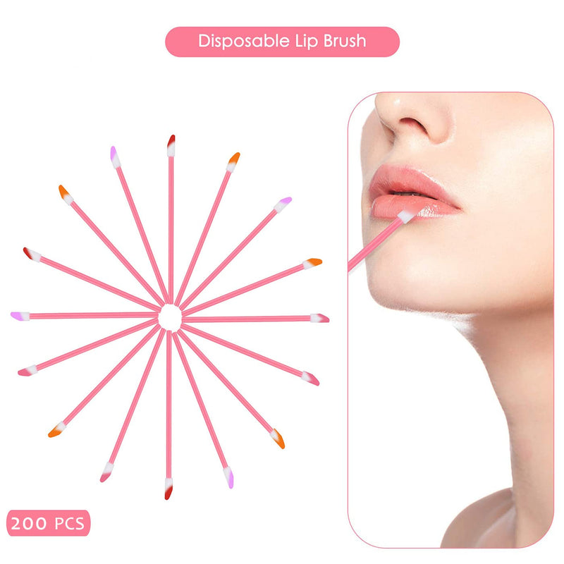 [Australia] - 200 PCS Disposable Lip Brush Wands, Lipstick Applicator Lip Gloss Concealer Brushes 