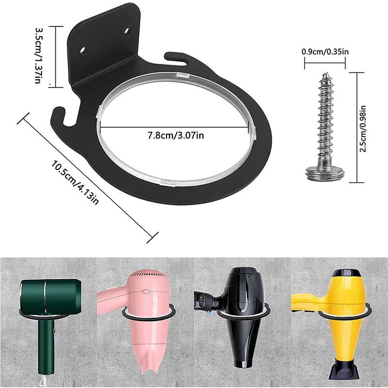 [Australia] - NganSuRong Hair Dryer Holder Wall Mount Stand Rack Bracket Shelf Bathroom Salon Storage Organizer Stainless Steel Hairdressing Dryer Hanger Black 