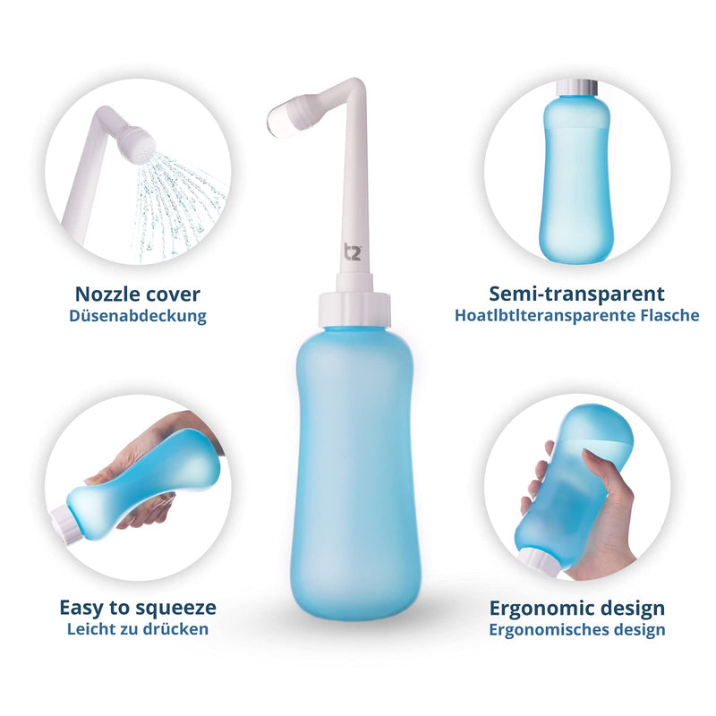 [Australia] - T2 Perineal Bottle - Portable Bidet for Postpartum Care, Pain Relief - 450ml Plastic Squeeze Bottle with 60° Nozzle & Washable Storage Bag - Hospital Bag Maternity Essential, Gift for Mum to Be 