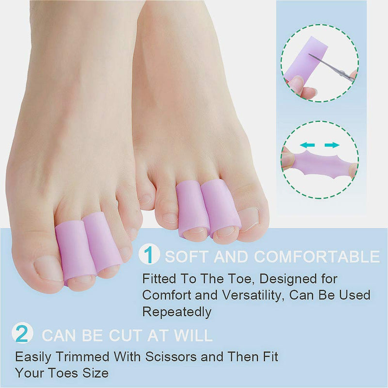 [Australia] - Povihome 10 Pack Toe Sleeves, Gel Toe Protector, Silicone Toe Cushion to Protect Blister, Corns and Calluses on Toes, Prevent Rubbing Skin Purple 2 10 Count (Pack of 1) 