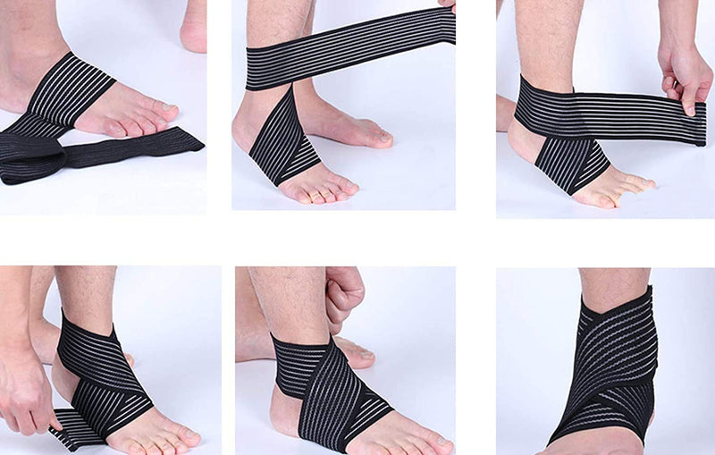 [Australia] - Ankle Support - Ankle Compression Band Wrap Strap Tape, Lightweight and Adjustable, Elastic Thin Ankle Foot Brace for Sprained Ankle, After Fracture, Drop Foot Black 