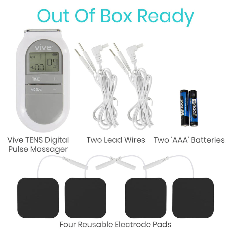 [Australia] - Vive Digital TENs Unit - Portable Muscle Stimulator Electrode Machine Pad Device - Electrotherapy Massager for Neck, Back, Nerve and Sciatica Pain Relief - Personal Electric Home EMS Stim Therapy 