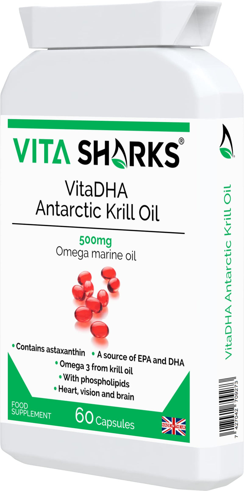 [Australia] - VitaDHA Antarctic Krill Oil a Potent Source of EPA, Astaxanthin & DHA for Brain Function, Heart Health, Blood, Hair, Skin, Joints, Connective Tissues & Liver | Cod Liver Oil Alternative 