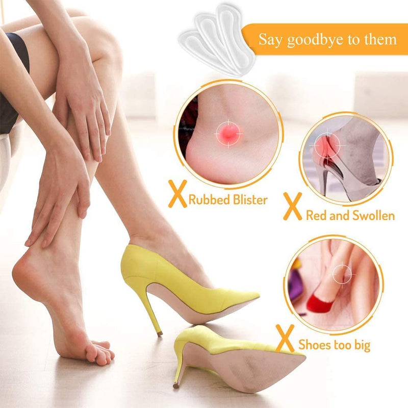 [Australia] - 16Pcs Clear Heel Grips Shoes Too Big Set Heel Pads Thick Gel Shoe Liners Plus Shoe Wipe Protectors from Slipping Out and Rubbing Perfect for New Shoes 