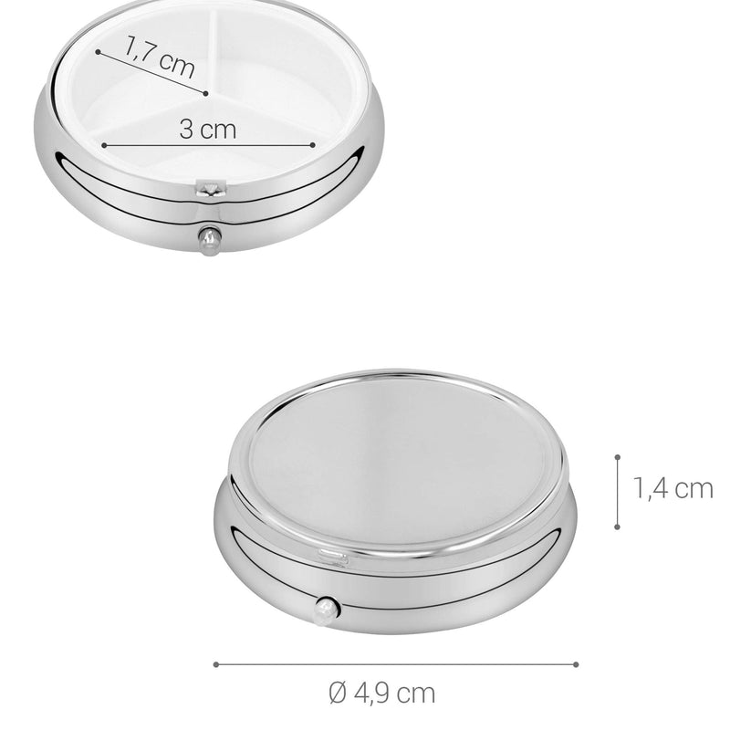 [Australia] - kwmobile 3 Compartment Pill Box - Set of 2X Stainless Steel Travel Box Organizer for Tablets and Prescriptions - Silver 
