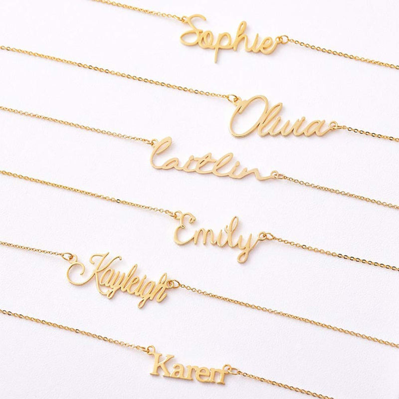 [Australia] - M MOOHAM Gold Custom Name Necklace Personalized - 18K Gold Plated Personalized Name Necklaces for Women Girls Kids Teens, Plate Monogram Necklace Name Necklace Aaliyah 